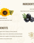 Clear Balance Revitalizing Body Oil ingredients – saffron extract, olive oil, macadamia oil, and vitamins