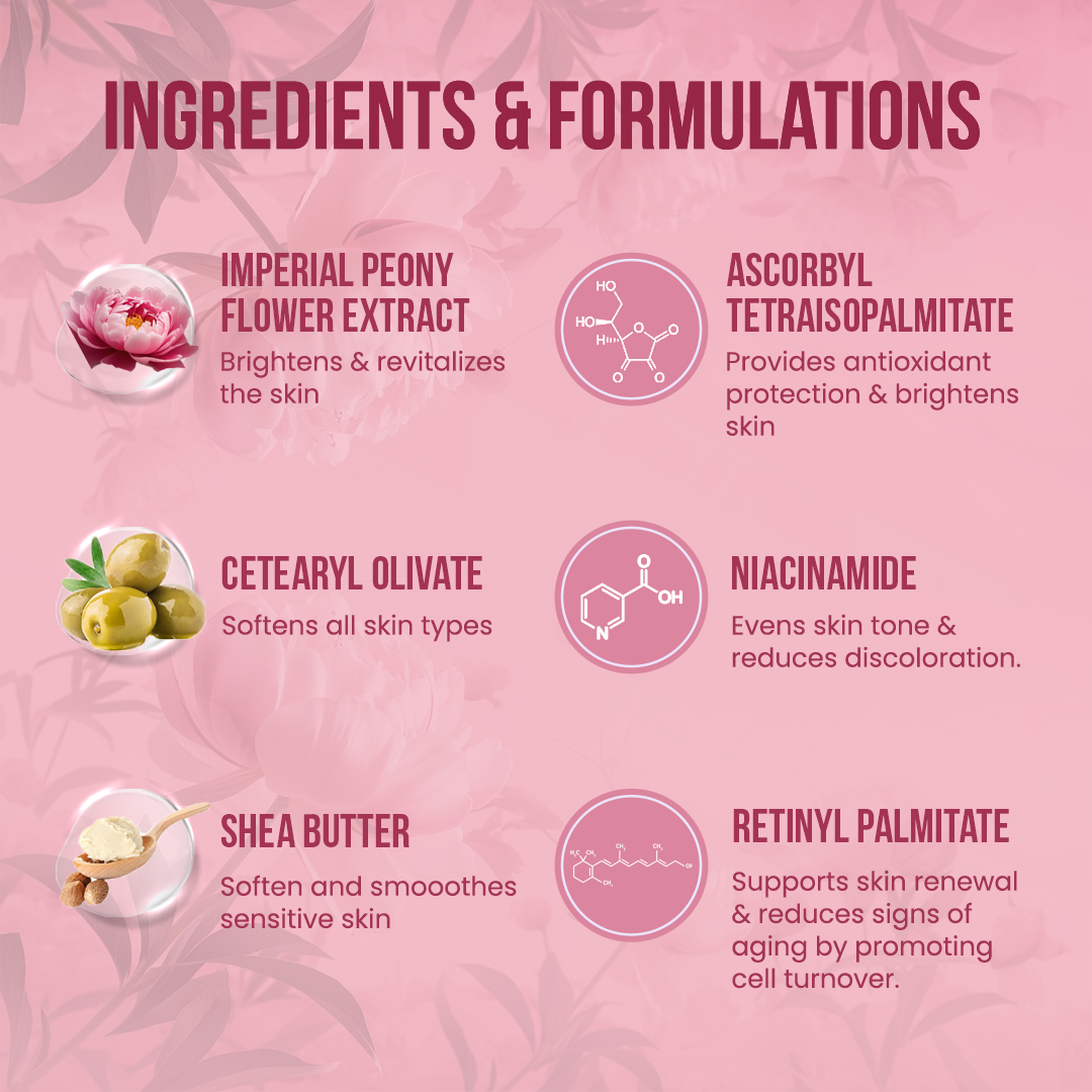 Bright Boost Renewing Night Cream-Peony Flower Extract-Glycerin-Shea Butter