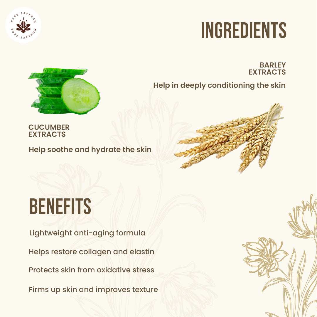 Antioxidant-rich formula with Saffron and Pea Protein to reduce wrinkles and brighten skin