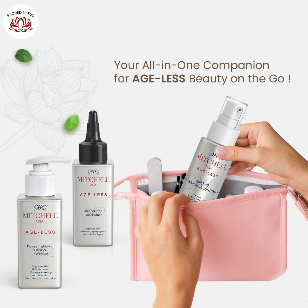 Skincare regimen kit with an alcohol-free toner, gentle cleanser and SPF moisturizer-anti-age less