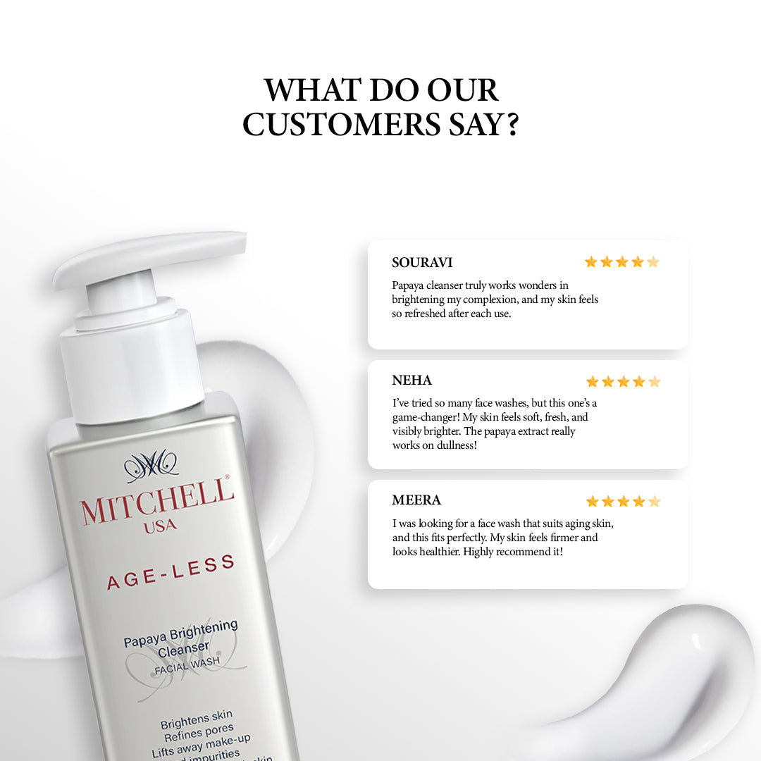 AGE-LESS Papaya Brightening Cleanser - Natural Anti-aging Face Wash (100ml / 200ml)