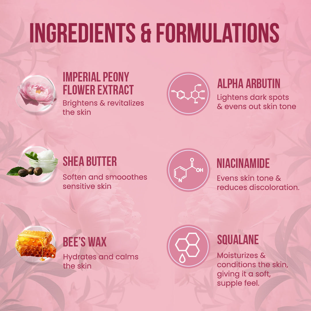 Peony face,Jojoba ester Shea butter,Glycerin  ,Alpha arbutin-ingredients