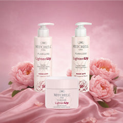 Exclusive Skincare Combo: Mitchell USA LightenUp Cleanser, Glow Tone Lotion, Night Cream - Radiant Skin Regimen