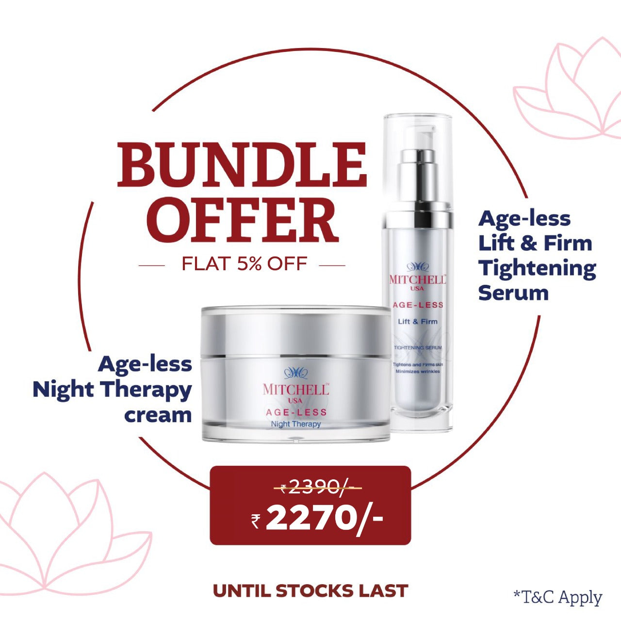 Lift &amp;amp; Firm - Best Face Tightening Serum (30ml) +  Night Therapy - Anti-Wrinkle Cream (50g)